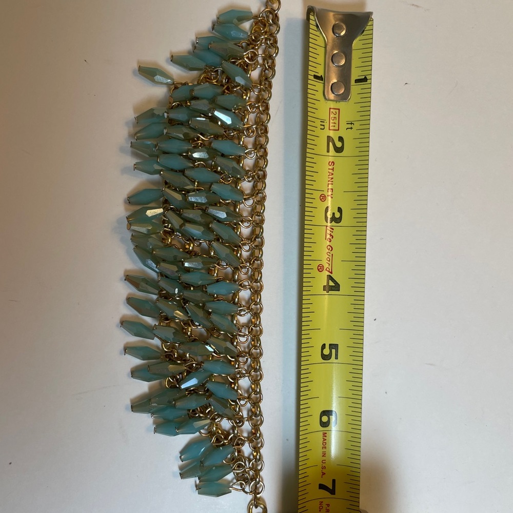 Turquoise-Colored Crystal Statement Necklace - image 7